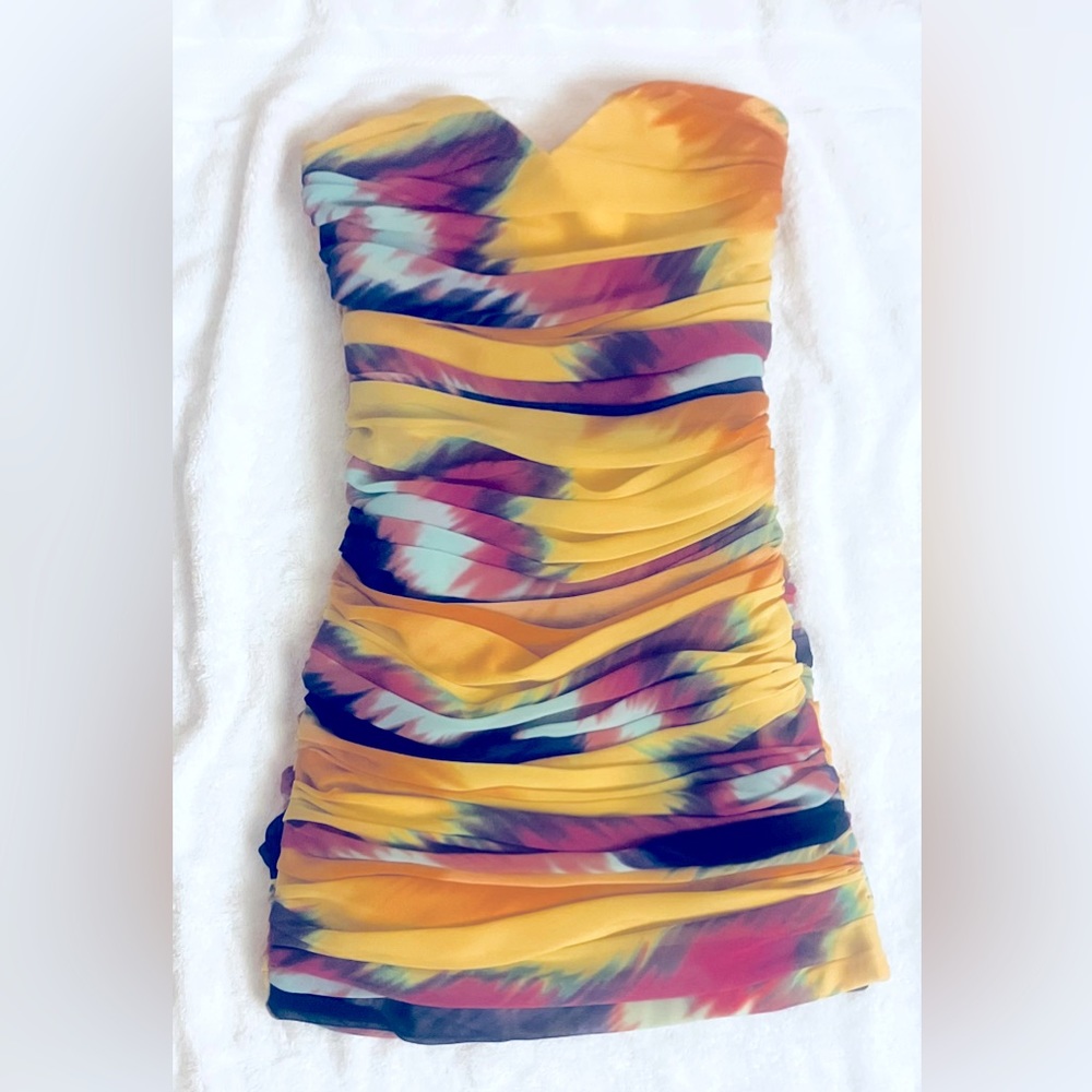 GORGEOUS WORN 1 X ONLY FLATTERING STUNNING COLOR BLEND MINI DRESS